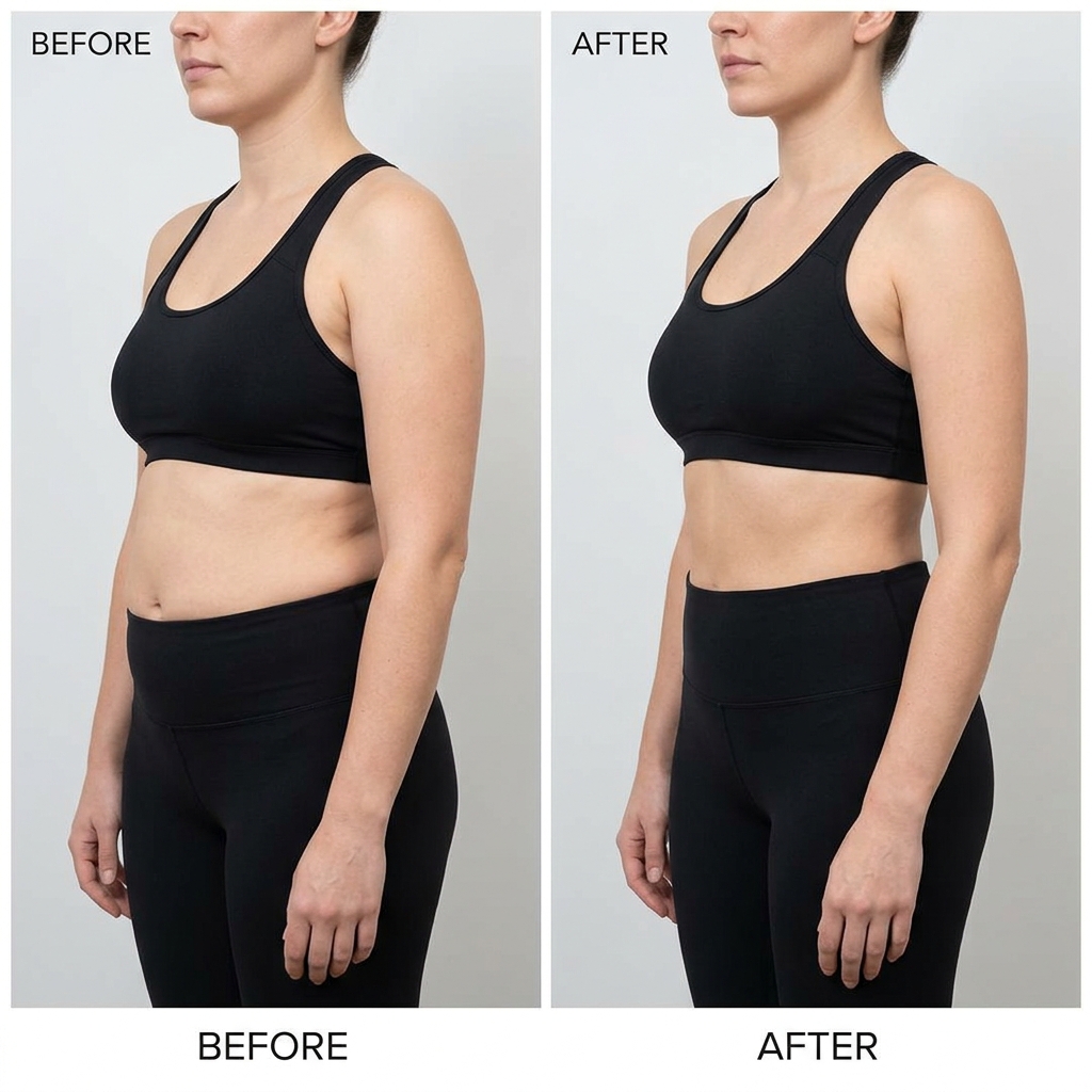 Illustrative body contouring transformation preview